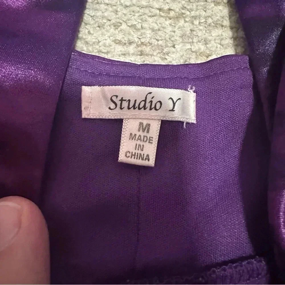 Y2K Studio Y  Purple ruched top size medium - Picture 6 of 12